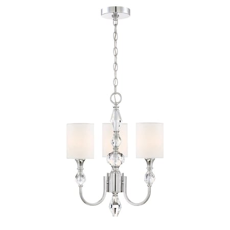 Designers Fountain Evi 3 Light Classic Chrome with White Linen Shades Chandelier For Dining Rooms 89983-CH